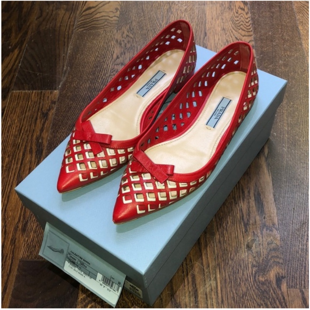 Prada Flats, Red and White